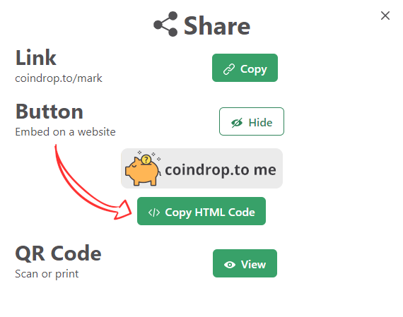 Copy HTML Code for Embed button